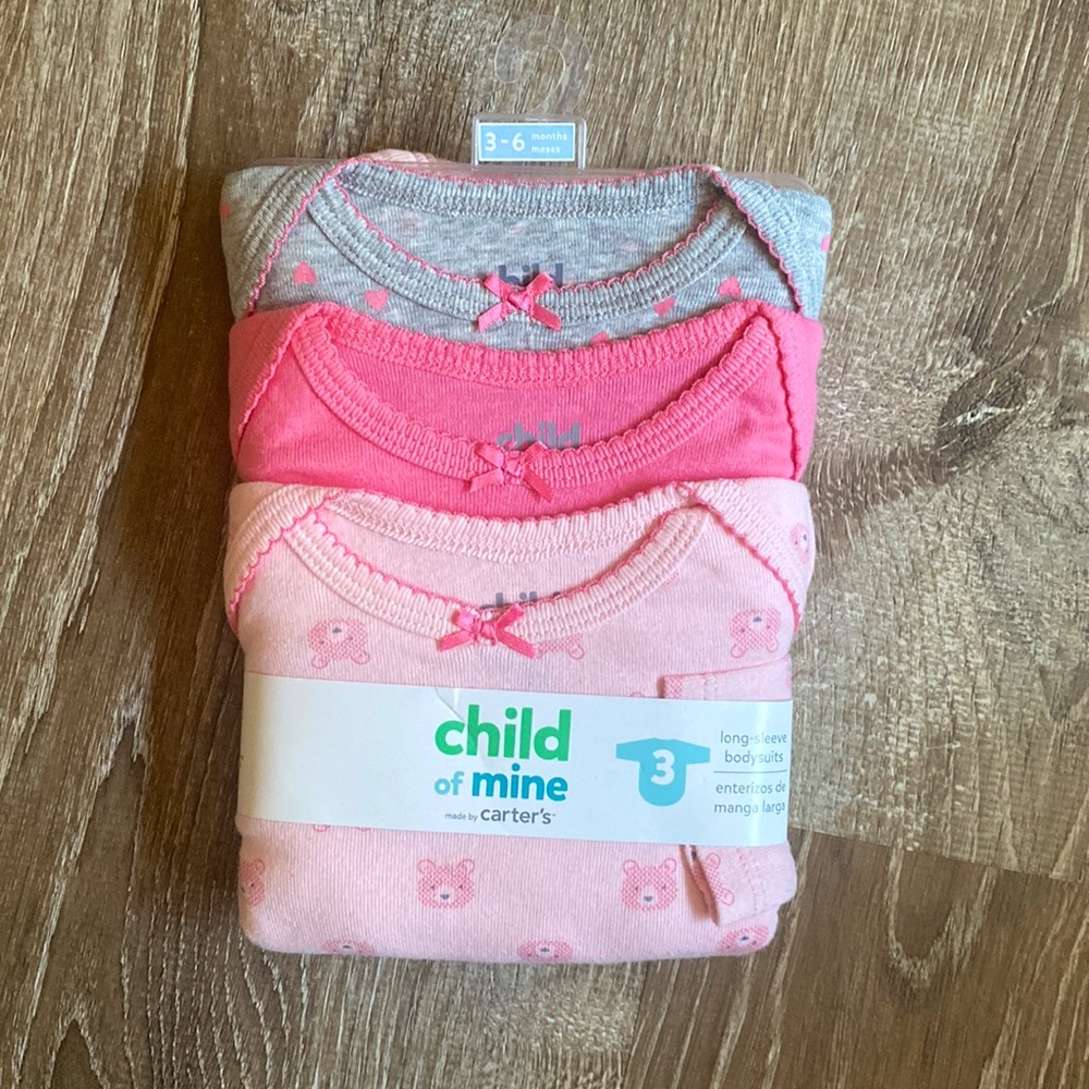 NWT Carter’s | 3-6month long sleeve bodysuits pink